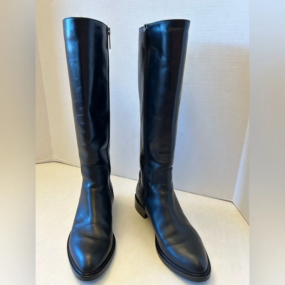 Aquatalia Geneva diamond toe water proof black leather riding boots in size 7. J